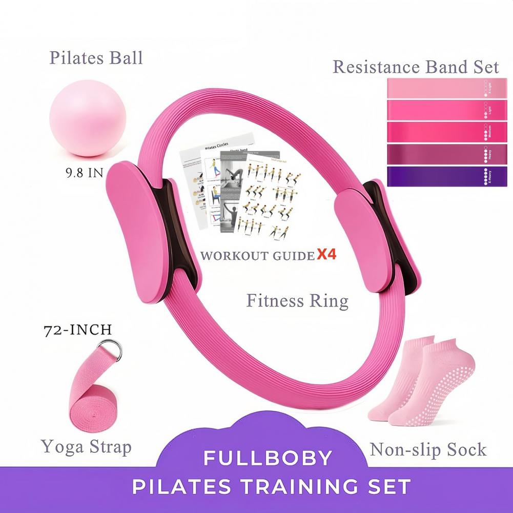 Pilates Yoga Resistance Ring - 9Pcs/Set Yoga Fitness Kit with Pilates