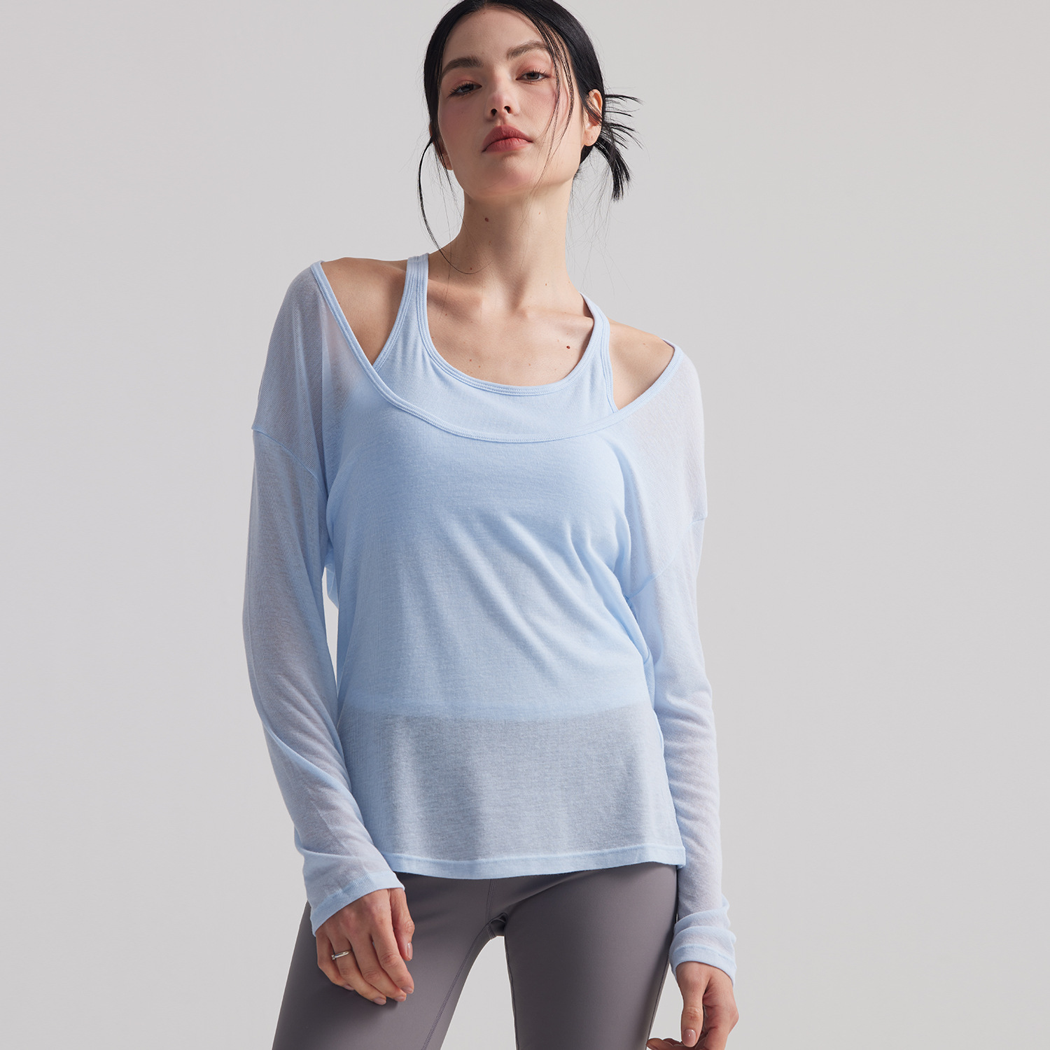 Women Loose Semi Sheer Long Sl - огляд і ціна Pilates Yoga Top